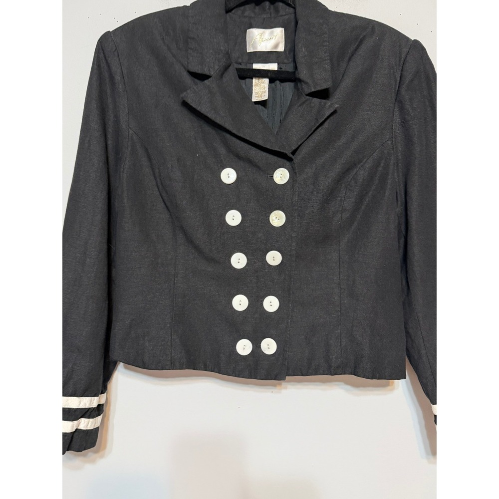 Vintage Old Money Double Breasted Nautical Cropped Blazer Women Sz 16 Yacht Club - Picture 3 of 7